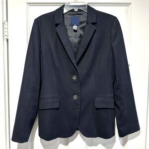 J Crew Women's Schoolboy Blazer Sz 10 Navy Blue Classic Two Button Jacket Career
